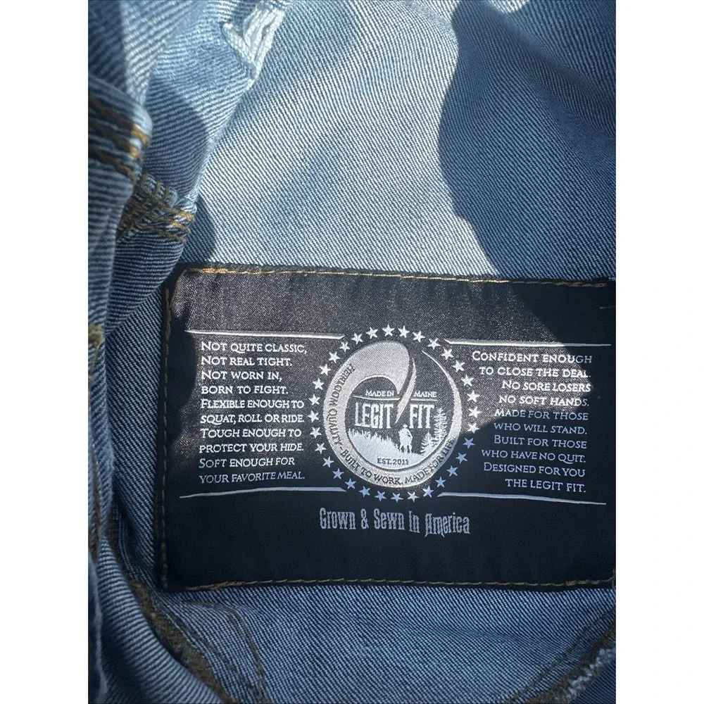 Lot of Origin Maine Jeans Men Blue Sz 40x30 Embroidered Logo Distressed USA Made